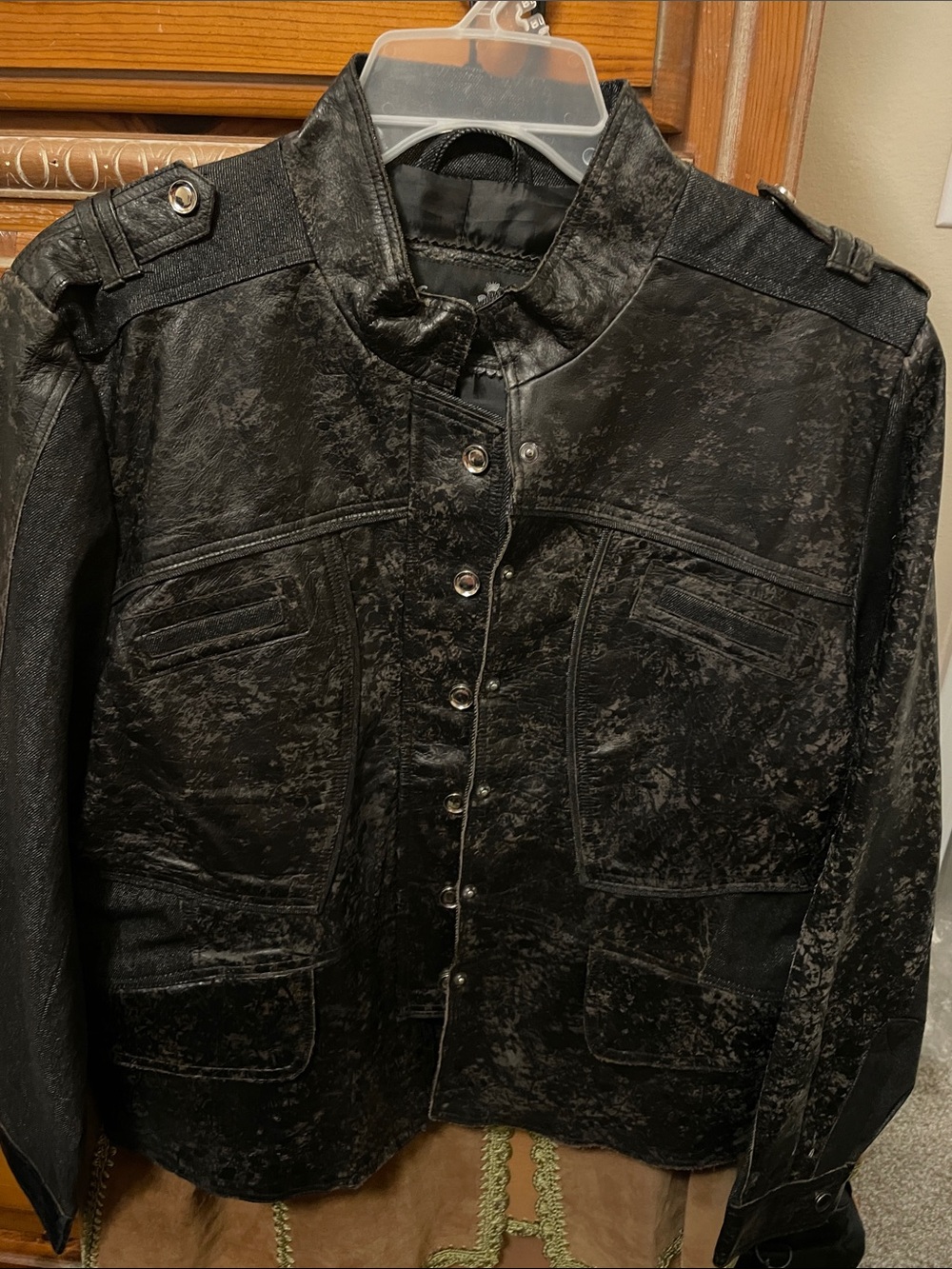 Men's Black Military-Style Button Jacket